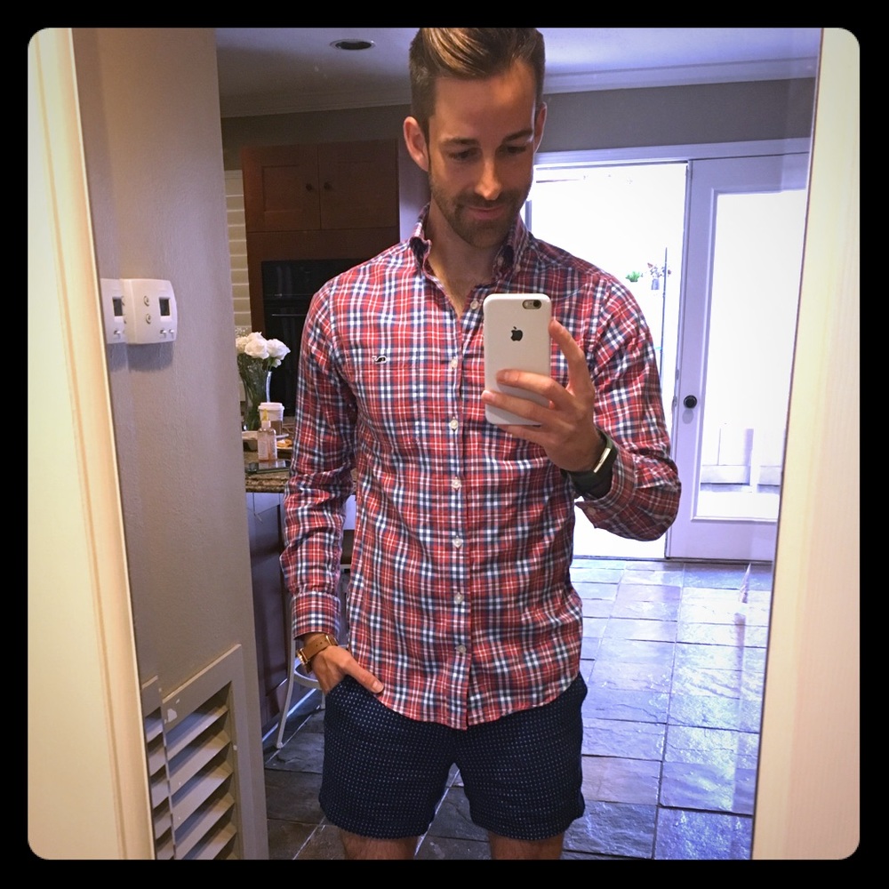 Vineyard Vines Red Plaid Slim Fit Tucker Shirt